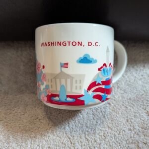 Starbucks Washington, D.C. Ceramic Mug in White, Red, and Light Blue